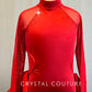 Red Lycra and Mesh Cutout Leotard with Tulle and Lycra Bustle