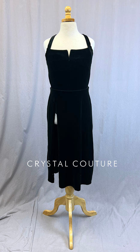 Black Velvet Dress with Built In Black Lycra Leotard.