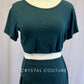Forest Green Jersey Knit Crop Top and Skirt with Built In Green Lycra Trunks
