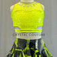 Neon Yellow/Green Crop Top with Cutouts and Grey and Neon Skirt