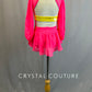 Hot Pink & Neon Yellow Peasant Sleeve Top and Skirt - Rhinestones