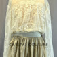 Custom Ivory Lace Blouse with Nude Bra Top and Tan Cotton Ruffled Skirt