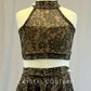 Nude and Brown Floral Mesh Halter Top and Skirt With Copper Lycra Base Shorts and Bra
