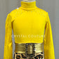 Yellow Mock Neck Leotard with Belt and Cheetah Print Trunks - Rhinestones