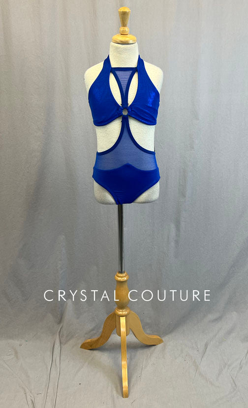 Royal Blue Shimmery Two Piece with Connected Midriff