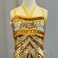 Gold Sequin and Acrylic Rhinestone Leotard