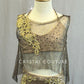 Custom Nude Two Piece with Brown and Gold Mesh Draping and Gold Appliques