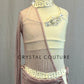 Cream Two Piece with Asymmetrical Mauve Mesh Overlay and Skirt - Rhinestones