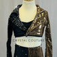 Black & Gold Sequined Cropped Blazer and Trunks - Rhinestones