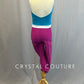 Teal & Magenta Unitard with Mesh Inserts and White Edging - Rhinestones