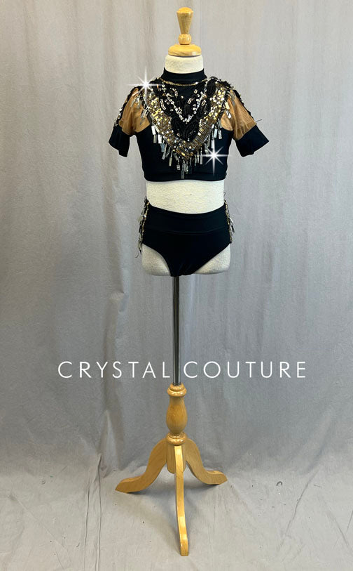 Black & Silver Two Piece with Sequin Fringe