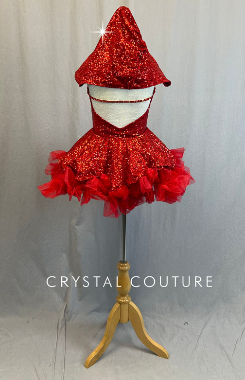 Custom Red Riding Hood Zsa Zsa Dress with Crinoline Skirt - Rhinestones