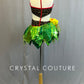 Custom Animal Print Two Piece with Leafy Textured Skirt - Rhinestones