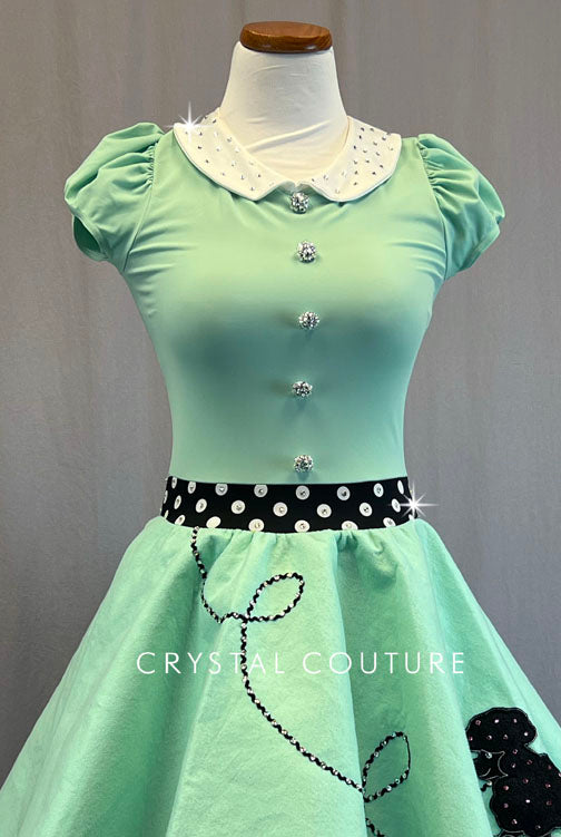 Mint Green 50s Style Poodle Skirt Dress - Rhinestones