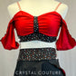 Red Spanish Inspired Off Shoulder Top and Skirt - Rhinestones