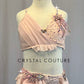 Custom Baby Pink Lace Two Piece with Mesh Side Bustle and Appliques - Rhinestones