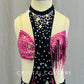 Custom Hot Pink and Black Connected Two Piece with Fringe Bundles - Rhinestones