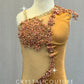 Custom Copper Asymmetrical Leotard with Mesh Inserts and Appliques - Rhinestones
