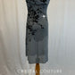 Grey Mesh Dress with Black Velvet Tree Print - Rhinestones