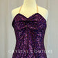 Custom Purple Sequined Halter Dress with Diagonal Hem