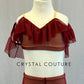 Custom Burgundy Top and Mesh Leggings with Off Shoulder Ruffle