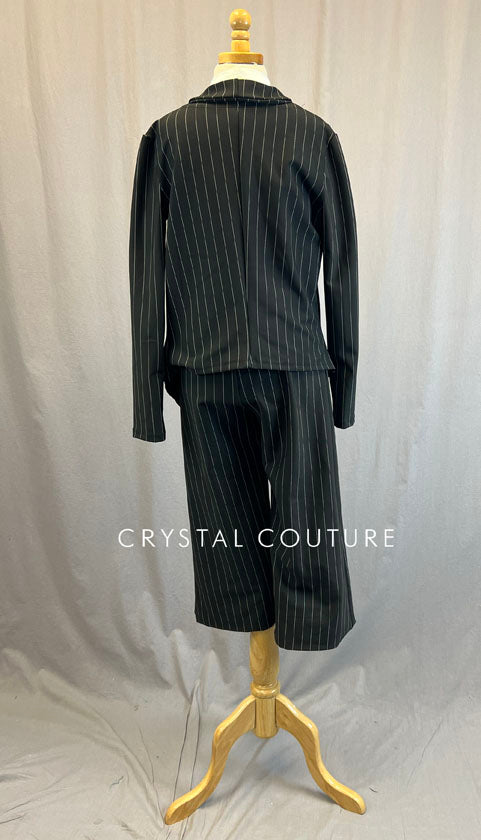 Black Pinstripe Blazer and Wide Leg Pants