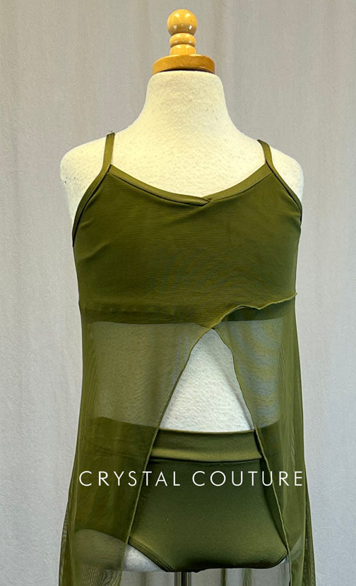 Custom Olive Green Mesh Tank Overlay with Top and Trunks