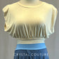 Cream Jersey Dolman Top with Blue High Low Skirt