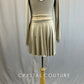 Taupe Long Sleeve Jersey Dress with Appliques - Rhinestones