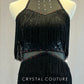 Black Fringe Dress with Mesh Inserts - Rhinestones