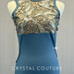 Dusty Blue Tank Leotard with Open Back and Bird Appliques - Rhinestones