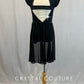 *Brand New* Black Leotard with Velvet Cutouts and Back Skirt - Rhinestones