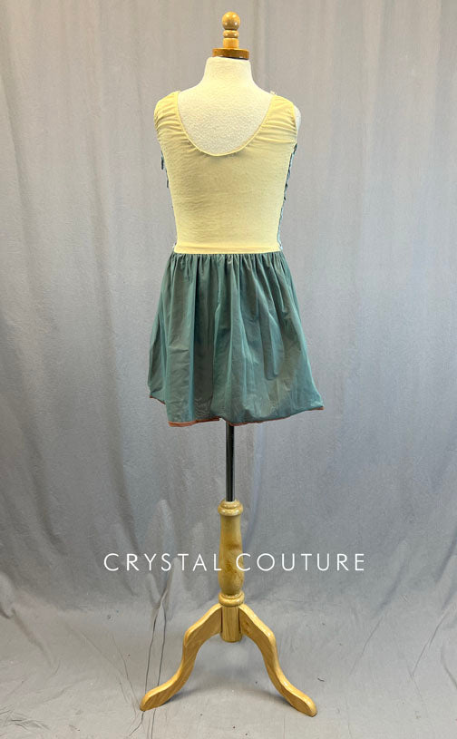 Custom Sage Green & Peach Blush Transition Dress - Rhinestones