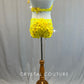 Custom Yellow Floral Applique Two Piece with Mesh Inserts - Rhinestones