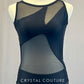 Custom Black Unitard with Open Back and Asymmetrical Mesh Inserts