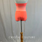 Coral & Navy Halter Leotard with Mesh and Appliques - Rhinestones