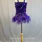 Custom Purple Beaded Fringe Dress with Feather Hem