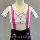 Custom Black & Pink 3 Piece Blazer and Shorts Set - Rhinestones