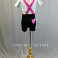 Custom Black & Pink 3 Piece Blazer and Shorts Set - Rhinestones