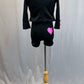 Custom Black & Pink 3 Piece Blazer and Shorts Set - Rhinestones