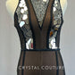 Black Netted Unitard with Acryllic Mirror Pieces