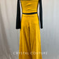 Mustard & Black striped Mock Neck Top and Wide Leg Pants