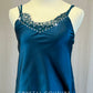 Teal Silky Slip Dress with Bra Top and Trunks - Rhinestones