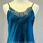 Teal Silky Slip Dress with Trunks - Rhinestones