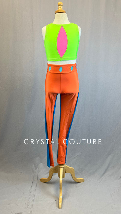 Neon Multicolor Two Piece with Layered Cutouts