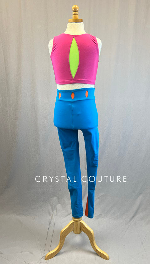 Neon Multicolor Two Piece with Layered Cutouts