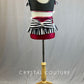 Custom Magenta, Black & White Two Piece with Striped Ruffles - Rhinestones