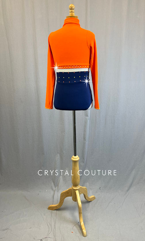 Neon Orange Construction Theme Two Piece - Rhinestones