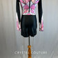 Black & Shades of Pink Geometric Biketard - Rhinestones