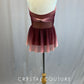 Burgundy & Rose Pink Halter Leotard with Back Skirt and Appliques - Rhinestones